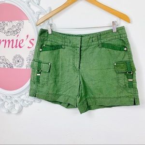 WHBM / Olive Green Silver Stud Rhinestone Shorts